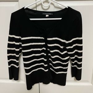 A. Giannetti Small Black with pearl beads 3/4 sleeve cardigan